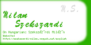 milan szekszardi business card